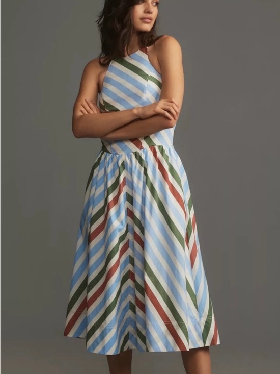 Anthropologie Dresses & Skirts - Maeve Anthropologie Striped Halter Midi Dress